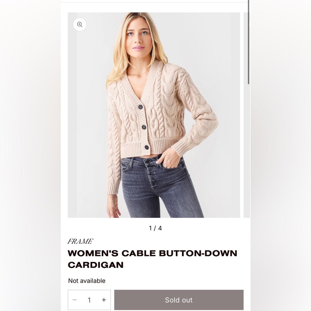 Women’s Cable Button Down Cardi- Frame Oatmeal-Sm… - image 3